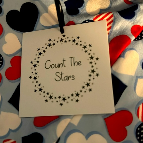 HEARTS Pajama Lounge Pants * size XXL 2X 2XL * Blue Red White * Heart and Flag * - Picture 5 of 9